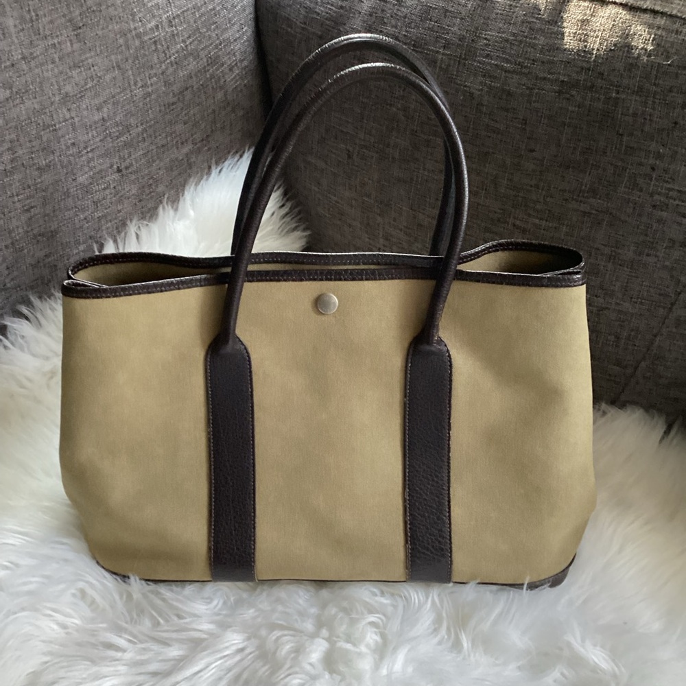 🛍️SOLD ON E..Y🛍️Hermes Olive Green Canvas Garden Party 36 Bag